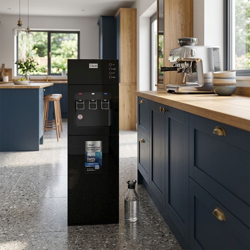 Clikon Bottom Loading Water Dispenser 3 Tap Design, Hot & Cold Water Function, Child Safety Lock, LED Indicators | Black/Steel - CK4065