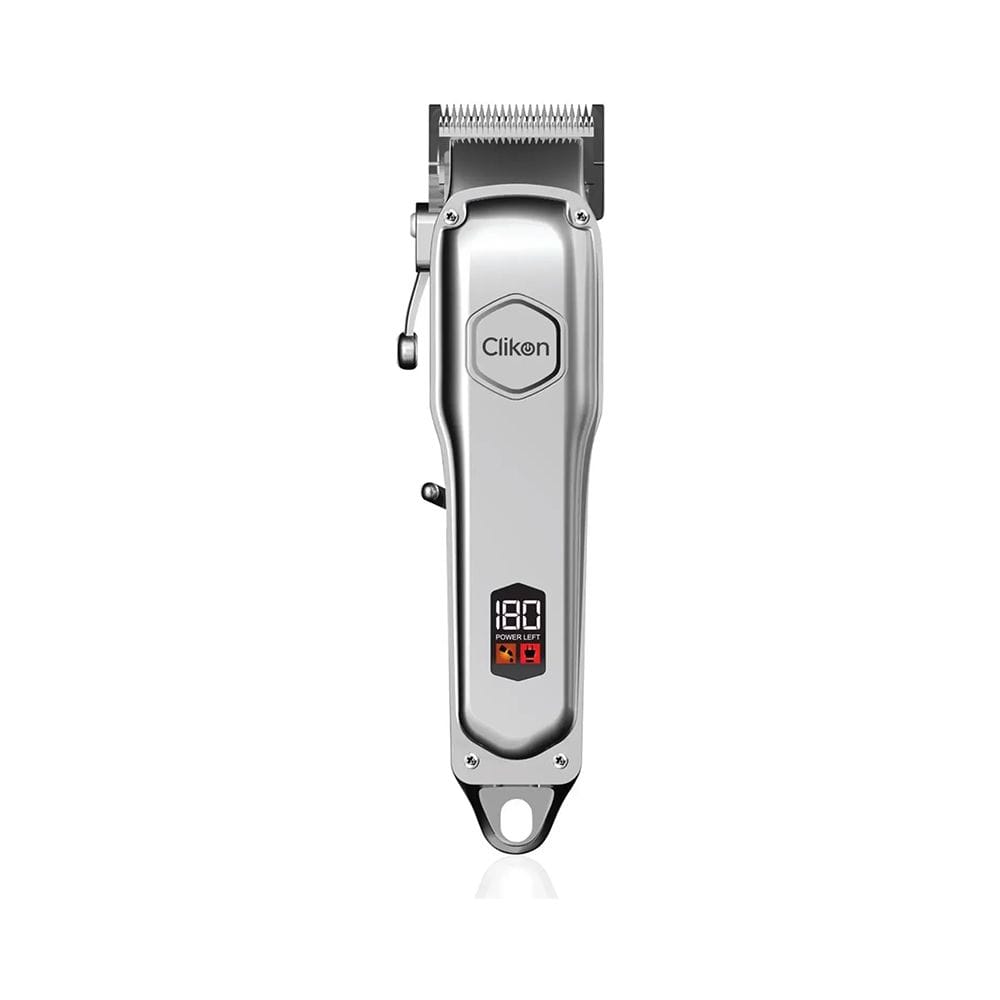 Clikon Professional Hair Clipper Rechargeable Cordless Trimmer, Precision Stainless Steel Blades, Adjustable Cutting Length | Silver - CK3338