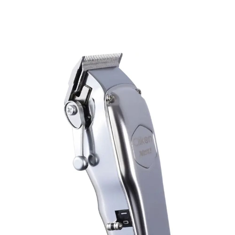 Clikon Professional Hair Clipper Rechargeable Cordless Trimmer, Precision Stainless Steel Blades, Adjustable Cutting Length | Silver - CK3338