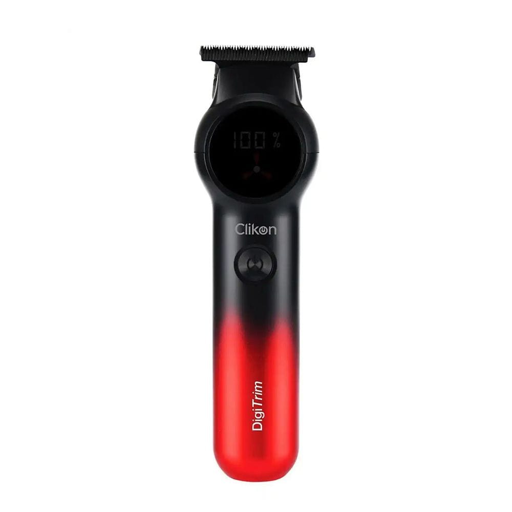 Clikon Rechargeable Hair Trimmer LED Display, Precision Stainless Steel Blades, Cordless Grooming Clipper | Black/Red - CK3364