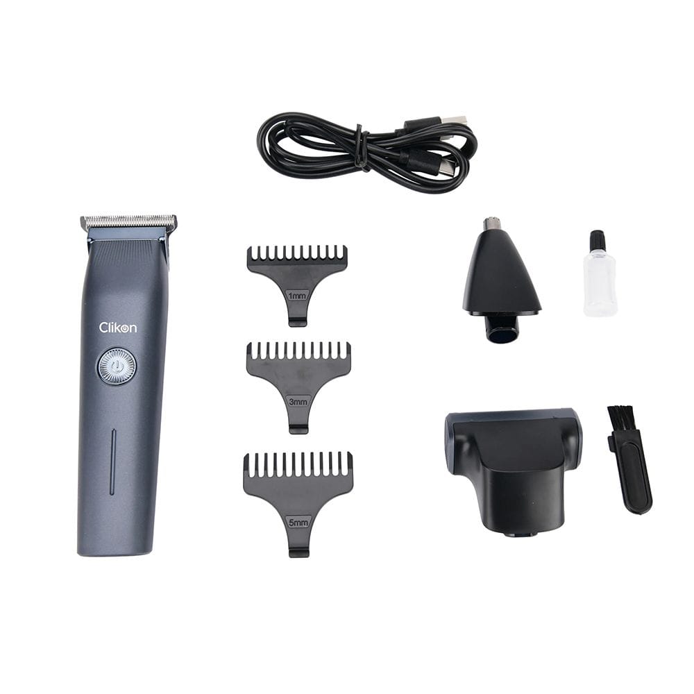 Clikon 3-in-1 Hair Trimmer Rechargeable Grooming Kit, Precision Blades, Multi-Function Beard & Nose Trimmer | Light Blue - CK3367