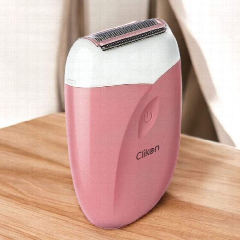 Clikon Ladies Shaver Cordless Hair Removal, Dual Blade System, Rechargeable Portable Grooming Device | Pink/White - CK3343
