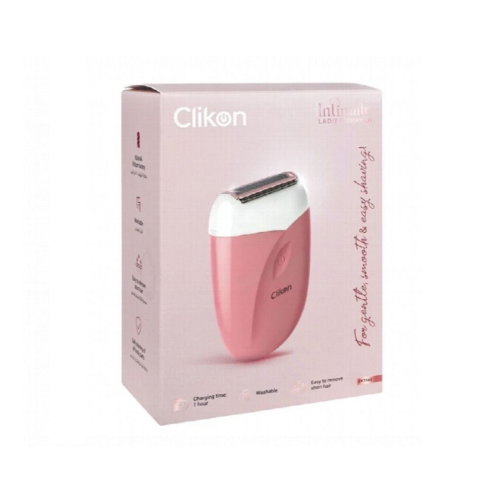 Clikon Ladies Shaver Cordless Hair Removal, Dual Blade System, Rechargeable Portable Grooming Device | Pink/White - CK3343
