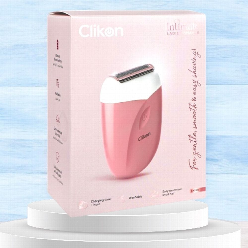 Clikon Ladies Shaver Cordless Hair Removal, Dual Blade System, Rechargeable Portable Grooming Device | Pink/White - CK3343