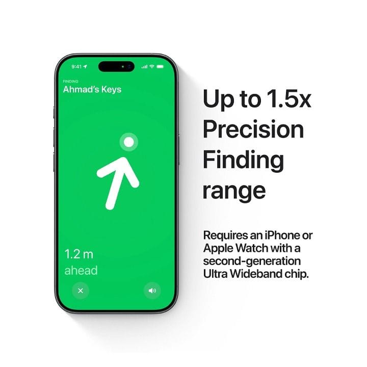 Apple AirTag (2nd Generation) Bluetooth Tracker – Precision Finding, Find My Network, UWB Chip & Replaceable Battery | 1-Pack White (MFE94ZF/A)
