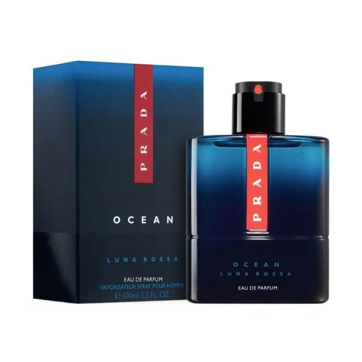 Prada Luna Rossa Ocean Eau de Parfum for Men 100ml – Bergamot, Iris, Sage & Vetiver Amber Woody Fragrance