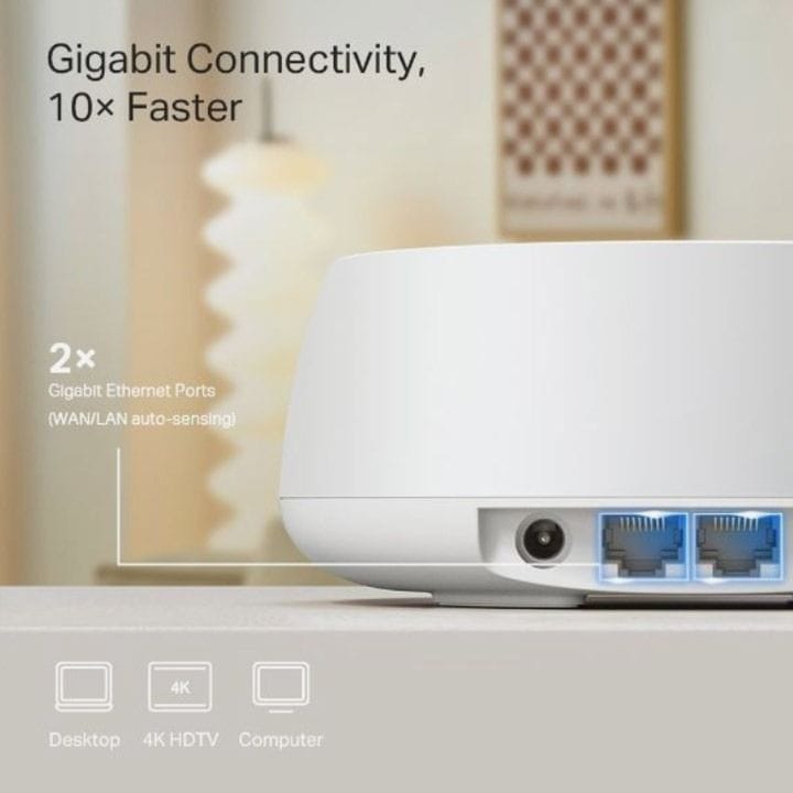 TP-Link Deco BE25 BE3600 Whole Home Mesh Wi-Fi 7 System (3-Pack) – 3.6Gbps Dual-Band, Multi-Link Operation, 2.5G Ports & AI Roaming | White