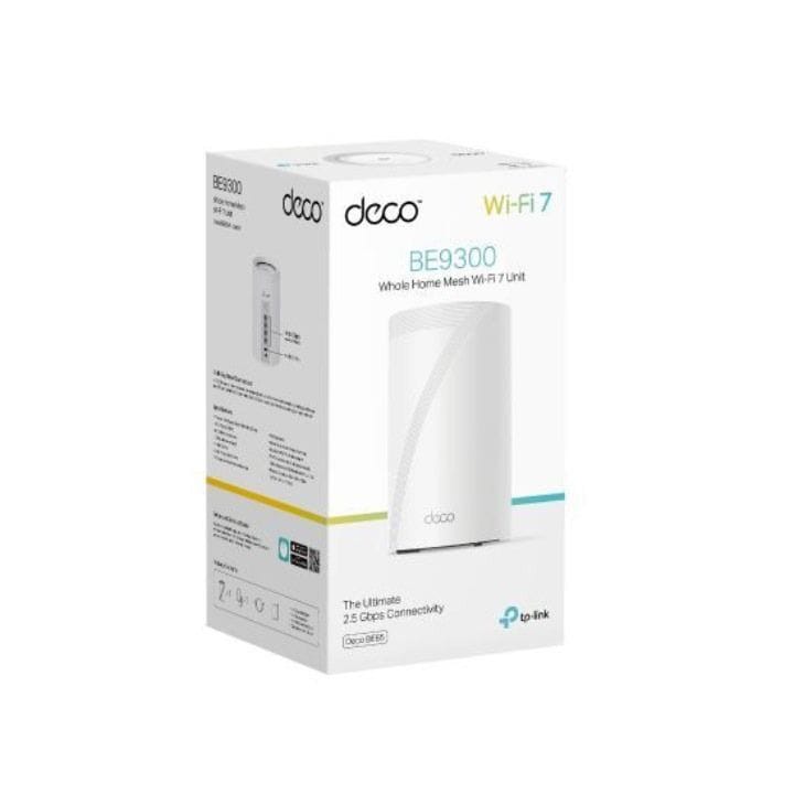TP-Link Deco BE9300 Whole Home Mesh Wi-Fi 7 System (1-Pack) – BE9300 Tri-Band, Multi-Gig 2.5G Ports, Multi-Link Operation & AI Roaming | White