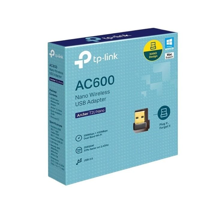 TP-Link Archer Nano AC600 Wireless Dual-Band USB Adapter – 433Mbps 5GHz + 200Mbps 2.4GHz, MU-MIMO, Plug-and-Play Nano Design | Black