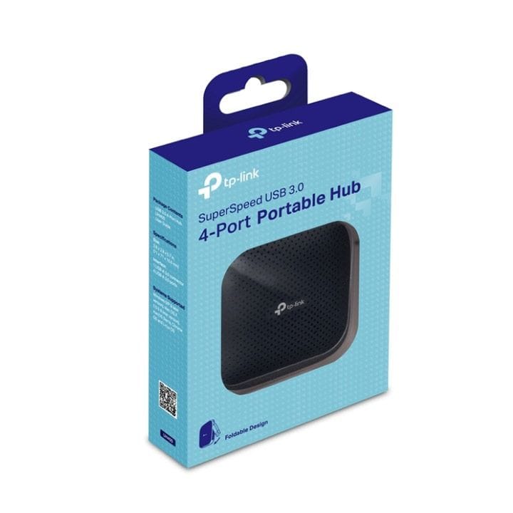 موزع تي بي لينك USB 3.0 بأربعة منافذ بسرعة نقل بيانات عالية 5 جيجابت في الثانية مع التوصيل والتشغيل وتصميم مدمج للسفر لأجهزة اللابتوب والكمبيوتر أسود UH400