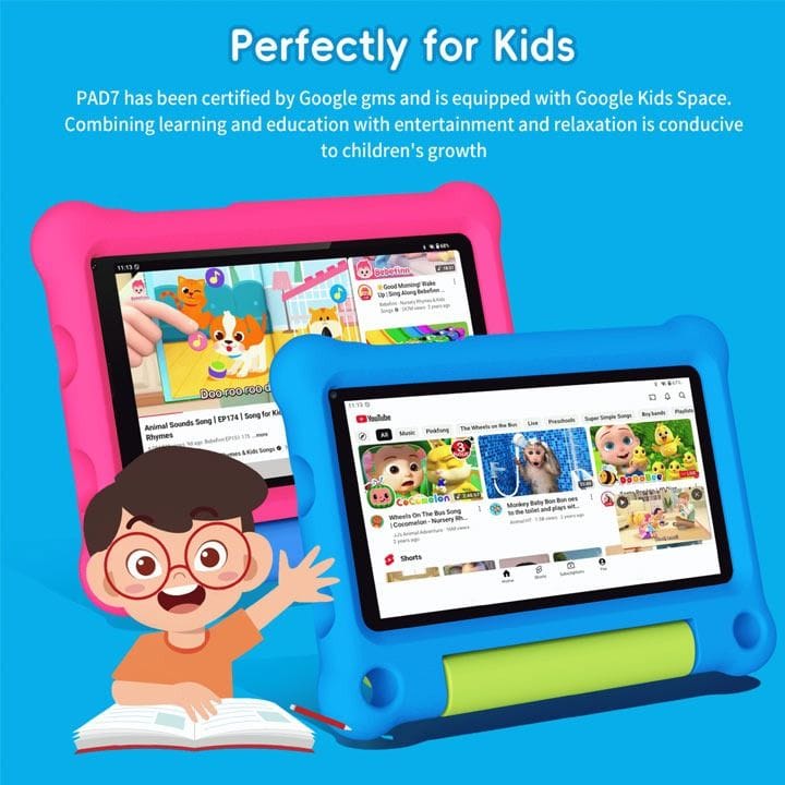 G-Tab Wi-Fi 3GB 64GB Tablet For Kids 7 Inch, IPS Display With 600x1024 Resolution, Allwinner A333 Processor, 3000mAh Battery - Pink - Pad7