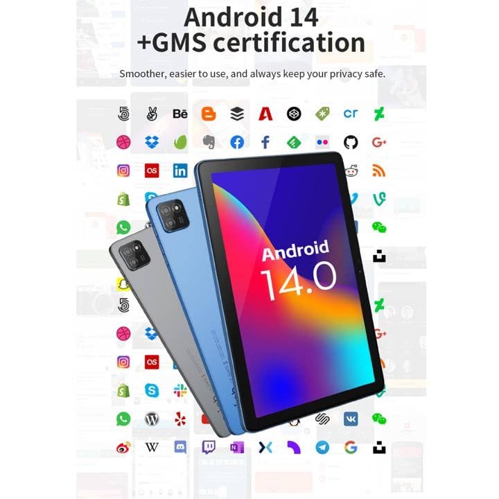 G-Tab 3GB RAM 64GB ROM 5G Android Tablet 10 Inch, Latest Android 14,UNISOC T606 Quad-Core Processor, 5500mAh Battery Capacity - Gray - T9