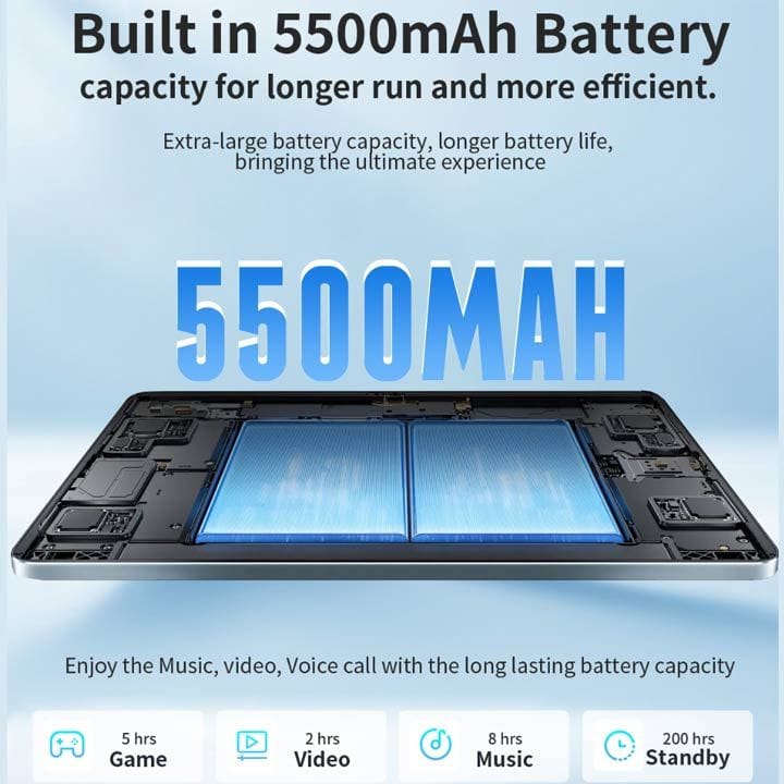 G-Tab 3GB RAM 64GB ROM 5G Android Tablet 10 Inch, Latest Android 14,UNISOC T606 Quad-Core Processor, 5500mAh Battery Capacity - Gray - T9