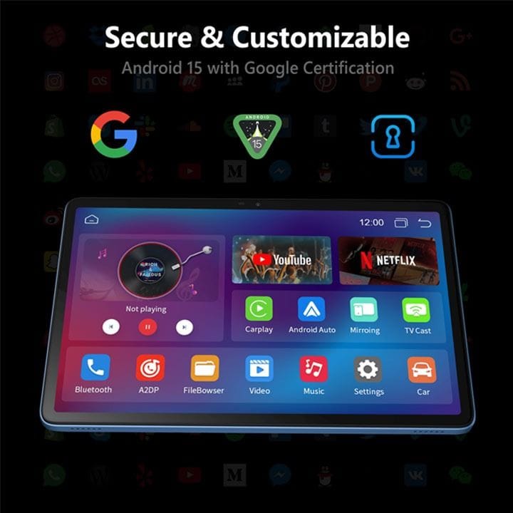 G-Tab 4GB RAM 128GB ROM 5G Android Tablet 10.1 Inch, Latest Android 15 With Allwinner A333 Quad-Core Processor, Long-Lasting 5000mAh Battery - Gray - T9 Pro