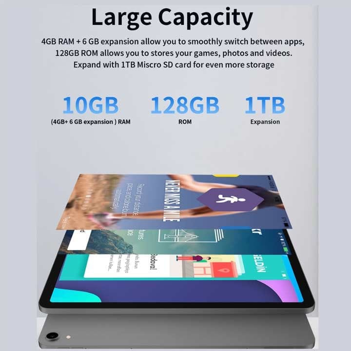 G-Tab Pad 10 Pro 6GB RAM 128GB ROM 5G + Wi-Fi Tablet 10.1 Inch, Latest Android 15, 6580mAh Battery, 13MP + 5MP Camera, Octa-Core Processor - Gray