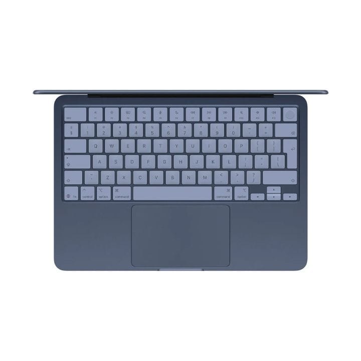 حاسوب محمول ماك بوك نيو مقاس 13 بوصة – شريحة A18 برو، معالج مركزي سداسي النواة، معالج رسومي خماسي النواة، شاشة ريتينا ليكويد، ذاكرة عشوائية 8 جيجابايت، سعة تخزين 512 جيجابايت، مستشعر بصمة الإصبع | لون نيلي – MHFG4AB/A