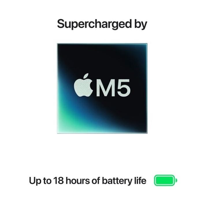 حاسوب محمول ماك بوك إير مقاس 13 بوصة – شريحة إم 5، معالج مركزي عشاري النواة، معالج رسومي ثماني النواة، ذاكرة عشوائية 16 جيجابايت، سعة تخزين 512 جيجابايت، شاشة ريتينا ليكويد، بطارية تدوم طوال اليوم | لون منتصف الليل – MDHE4AB/A