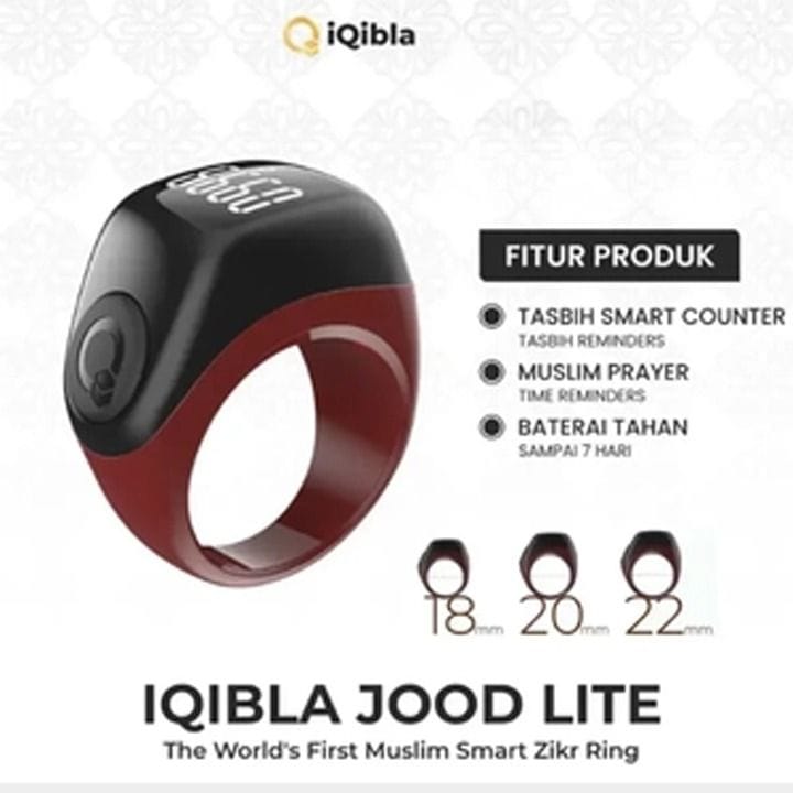 iQibla J01T Zikr Ring Jood Lite Smart Ring OLED Display Tasbeeh Counter Bluetooth App Sync 18/20/22mm without Charging Case | Red