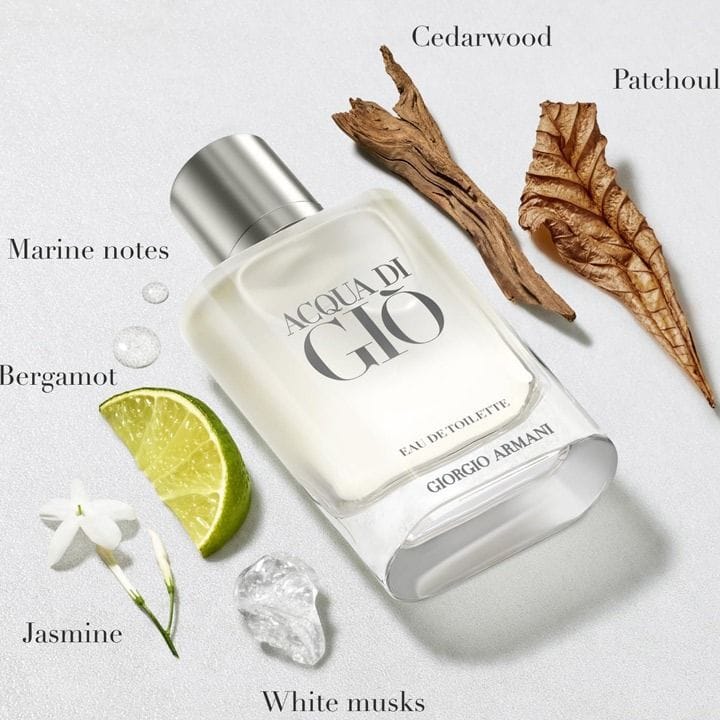Armani Acqua di Giò Eau de Toilette for Men 100ml – Bergamot, Marine Notes, Jasmine, Rosemary & Cedar Fresh Aquatic Fragrance