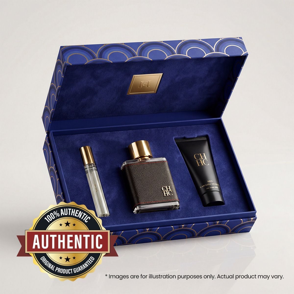 Carolina Herrera CH Men Eau de Toilette Gift Set 100ml – Bergamot, Leather, Nutmeg, Saffron & Sandalwood Woody Spicy Fragrance