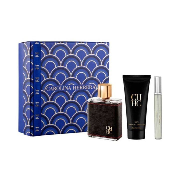 Carolina Herrera CH Men Eau de Toilette Gift Set 100ml – Bergamot, Leather, Nutmeg, Saffron & Sandalwood Woody Spicy Fragrance