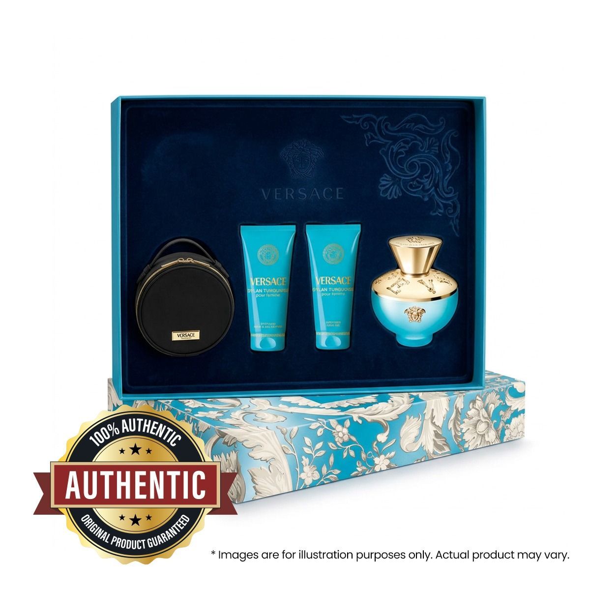Versace Pour Femme Dylan Turquoise EDT 100ml Set Women’s Perfume, Floral Fruity Fresh, Mandarin Lemon Blackcurrant, Jasmine Freesia, Cedarwood Musk, Gift Set