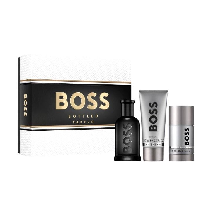 Hugo Boss Bottled Parfum Gift Set for Men 100ml – Mandarin, Olibanum, Orris & Cedarwood Intense Woody Amber Fragrance