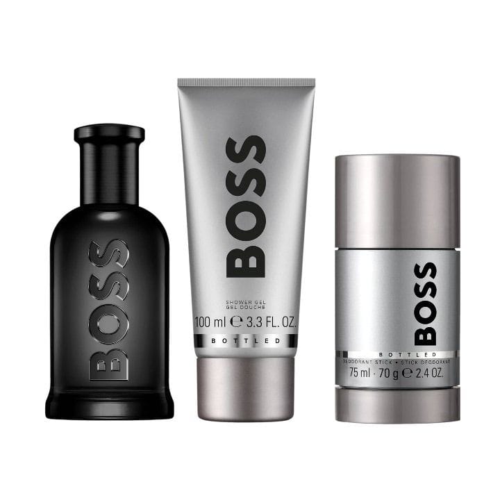 Hugo Boss Bottled Parfum Gift Set for Men 100ml – Mandarin, Olibanum, Orris & Cedarwood Intense Woody Amber Fragrance
