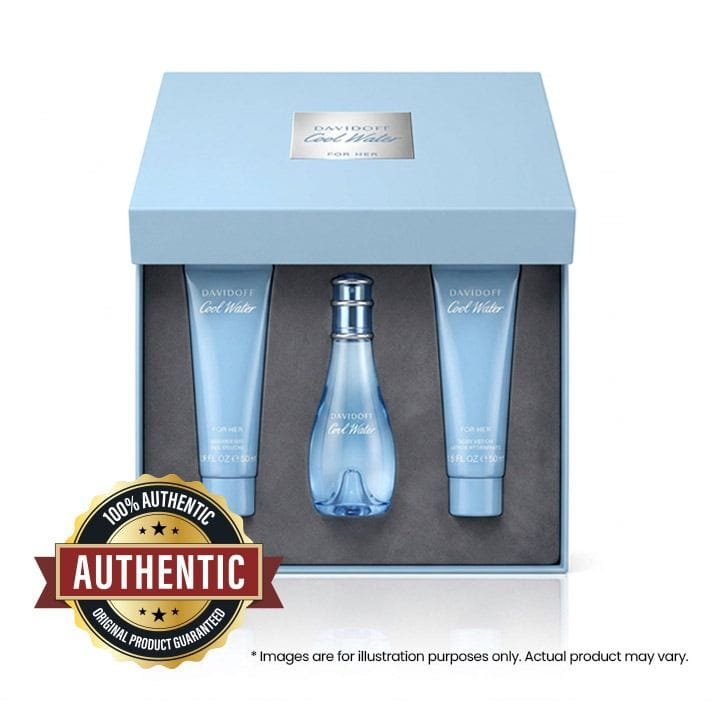 Davidoff Cool Water Woman Eau de Toilette Gift Set 100ml – Pineapple, Melon, Lotus, Lily & Musk Fresh Aquatic Fragrance