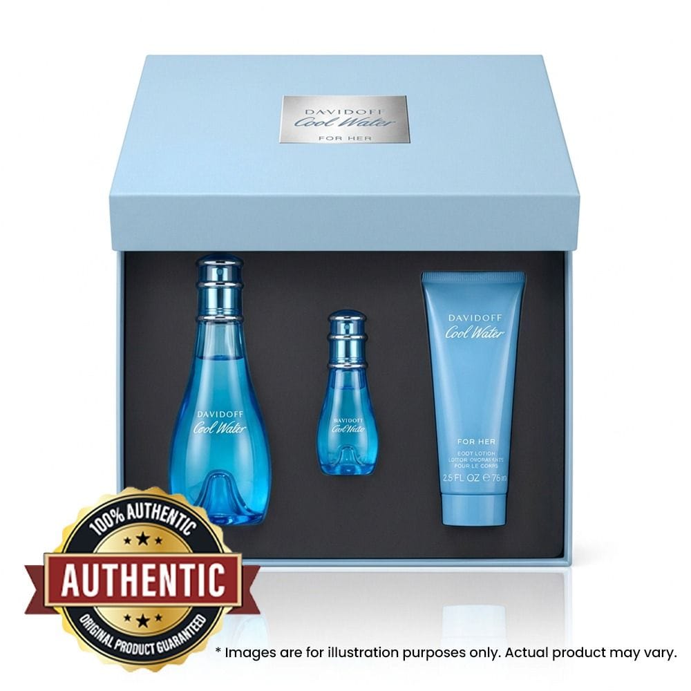 Davidoff Cool Water Woman Eau de Toilette Gift Set 100ml – Pineapple, Melon, Lotus, Lily & Musk Fresh Aquatic Fragrance