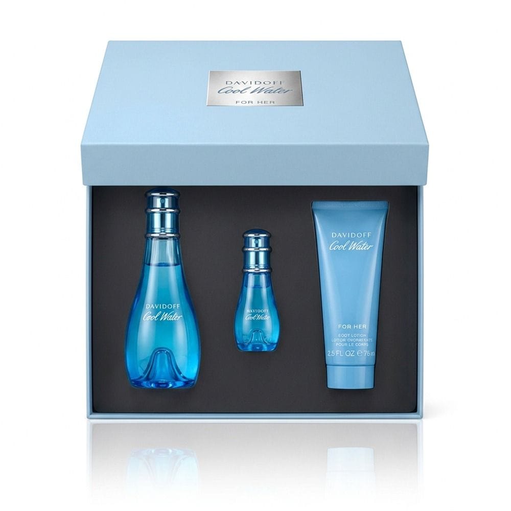 Davidoff Cool Water Woman Eau de Toilette Gift Set 100ml – Pineapple, Melon, Lotus, Lily & Musk Fresh Aquatic Fragrance