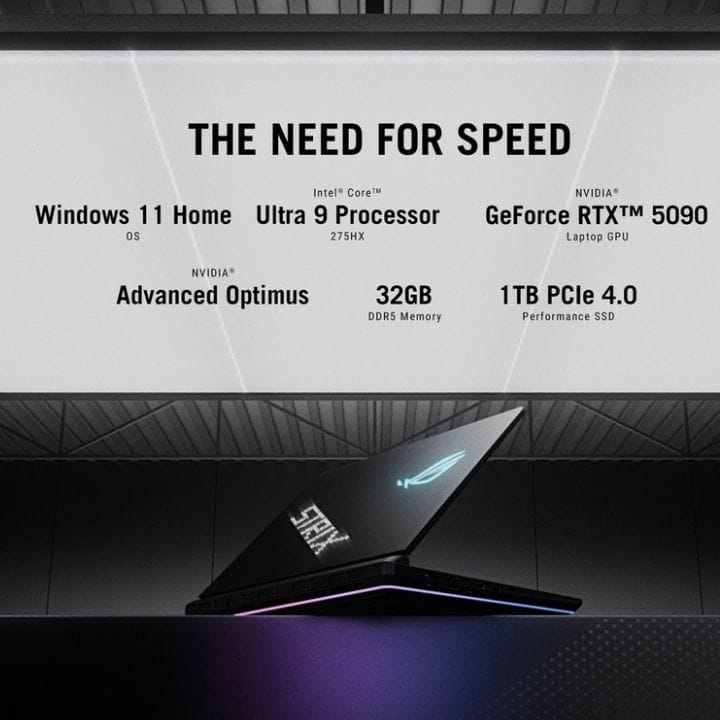 ASUS ROG Strix SCAR 16 Gaming Laptop – Ultra 9 275HX, 16" 2.5K 240Hz, RTX 5090 24GB, 32GB RAM, 1TB SSD | Off Black – G635LX-S5008W