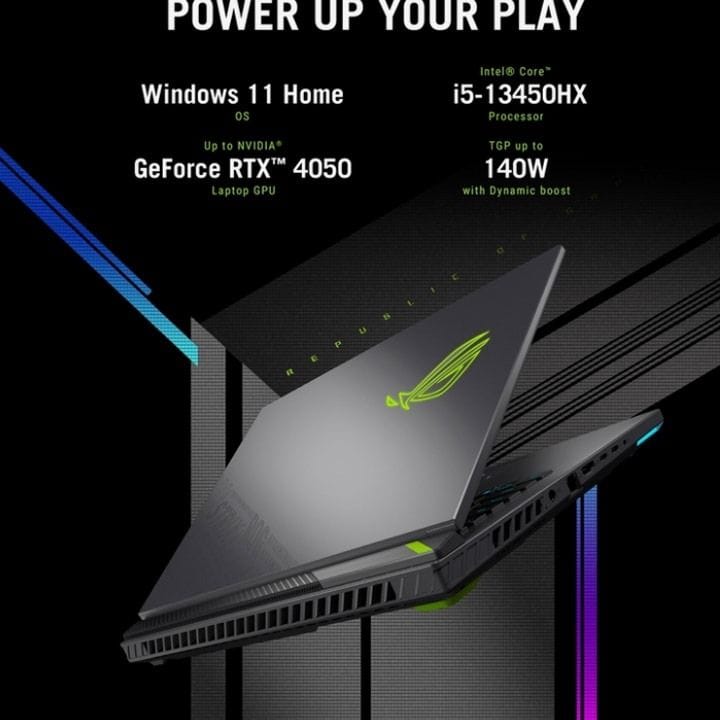 ASUS ROG Strix G16 Gaming Laptop – i5-13450HX, 16" WUXGA 165Hz IPS, RTX 4050 6GB, 16GB DDR5 RAM, 512GB SSD | Eclipse Gray – G614JU-N3092W