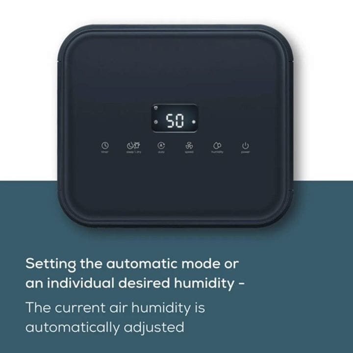 Beurer Air Dehumidifier 12L/Day 2L Tank Auto Humidity Control Laundry Drying Digital Display Timer 30m² Coverage | Black - LE150