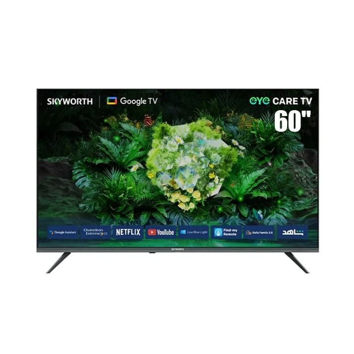 Skyworth 60-inch UHD 4K Google TV, HDR10, Dolby Audio, Voice Control, Chromecast, Wi-Fi & Bluetooth | Black - 60G6500G