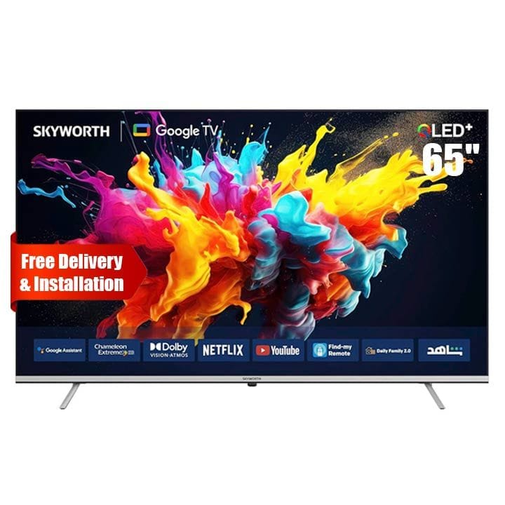 Skyworth 65-inch QLED UHD Google TV 4K Smart TV HDR10 Dolby Audio Chromecast Voice Control Frameless | Black - 65Q6500G