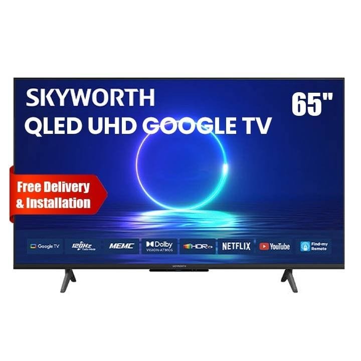 تلفزيون سكاي وورث 65 بوصة QLED UHD جوجل تي في، معدل تحديث 120 هرتز، مستقبل مدمج، HDR10، دولبي فيجن، دولبي أوديو، تحكم صوتي | أسود - 65Q6800H