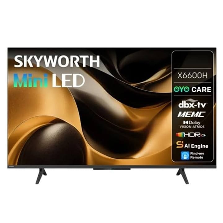 Skyworth 55-inch NEXO QD-Mini LED UHD Google TV 4K Smart TV HDR10 Dolby Audio Chromecast Voice Control | Black - 55X6600H