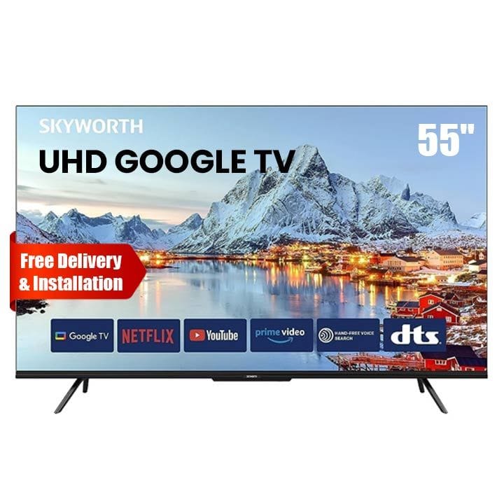 Skyworth 55-inch UHD Google TV 4K Smart TV Far Field Voice Control HDR10 Dolby Audio Chromecast | Black - 55SUE9350F