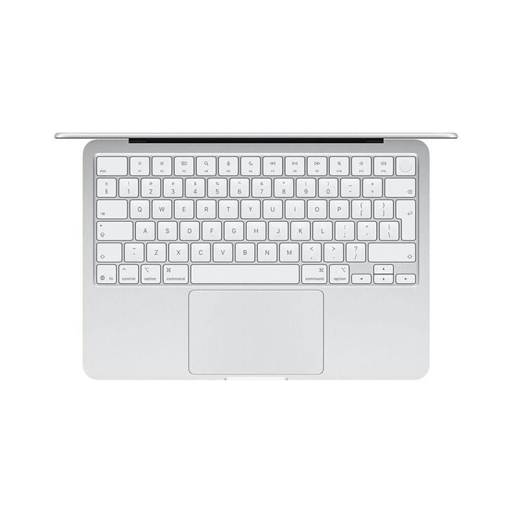 آبل ماك بوك نيو 13 بوصة 8 جيجابايت / 256 جيجابايت – شريحة A18 برو، لوحة مفاتيح إنجليزي QWERTY، معالج 6 أنوية، معالج رسومي 5 أنوية، شاشة Liquid Retina، Touch ID | فضي – MHFA4ZS/A