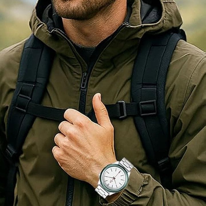Swiss Military DOM 8 Smartwatch – Silver Stainless Steel Strap, Green Watch Ring, Premium Durable Design | SM-WCH-DOM8-SILF-GRN-RING-STLS