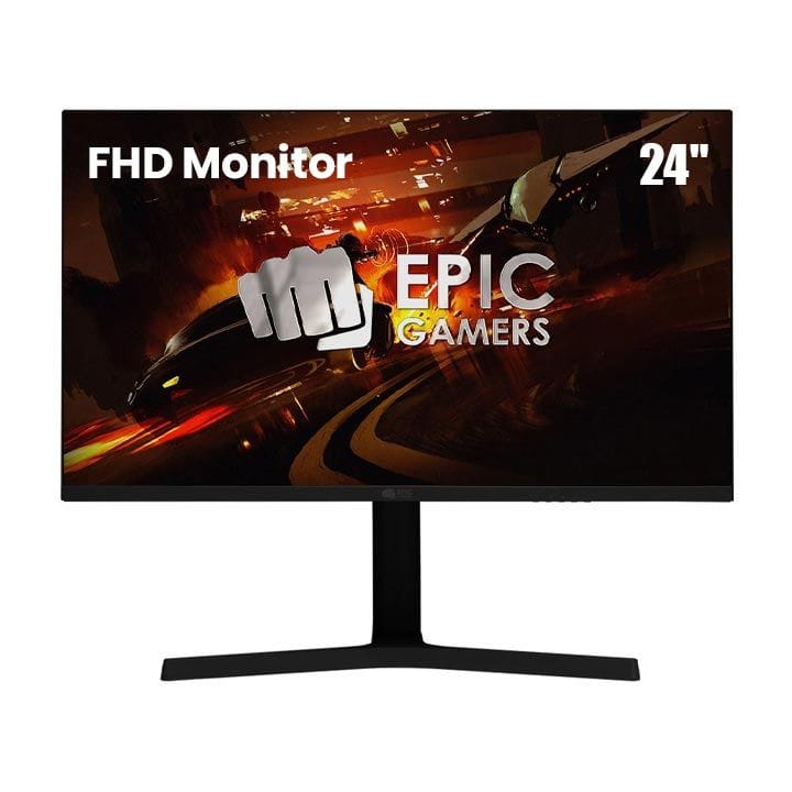 Epic Gamers Classic Series 24" FHD Monitor – 1920×1080 IPS Panel, 75Hz Refresh Rate, Slim Bezel Display, HDMI & VGA | Black - EP24-FHD-75
