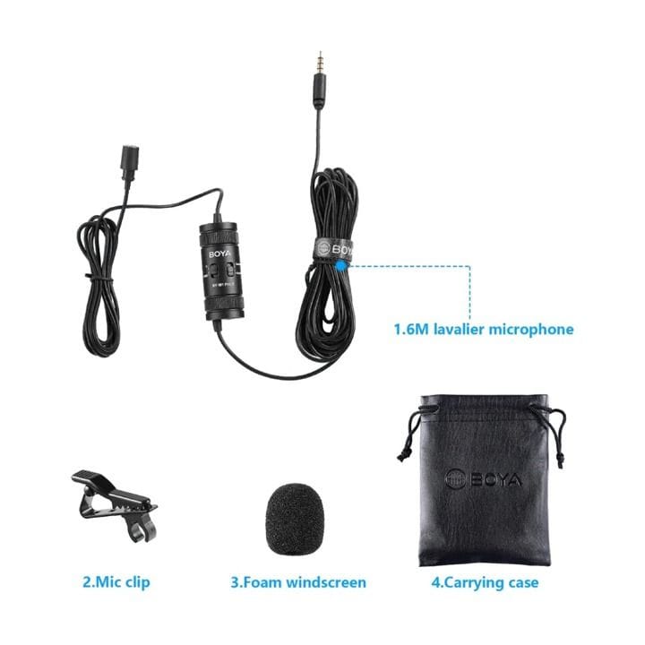 BOYA BY-M1 Pro II Lavalier Microphone – Omnidirectional Clip-On Mic, 3.5mm TRRS Output, Smartphone & Camera Compatible | Black – BY-M1 Pro II