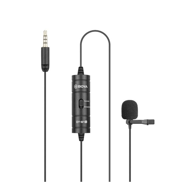BOYA BY-M1S Universal Lavalier Microphone – Omnidirectional Clip-On Mic, 3.5mm TRRS Connector, Smartphone Camera Compatible | Black – BY-M1S