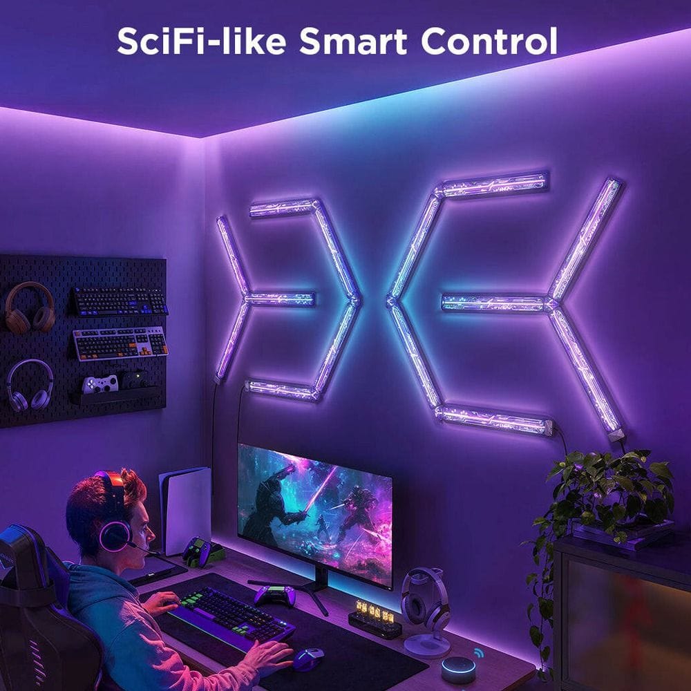 Govee x Evangelion Gaming Wall Lights – Modular RGBIC Smart Wall Lighting, App Control, Anime Edition Lighting Kit | Black – H6063