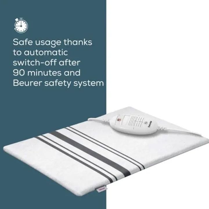 Beurer HK-25 Heating Pad – Fast Heating, 3 Temperature Settings, Automatic Switch-Off Safety, Soft Breathable Material - White