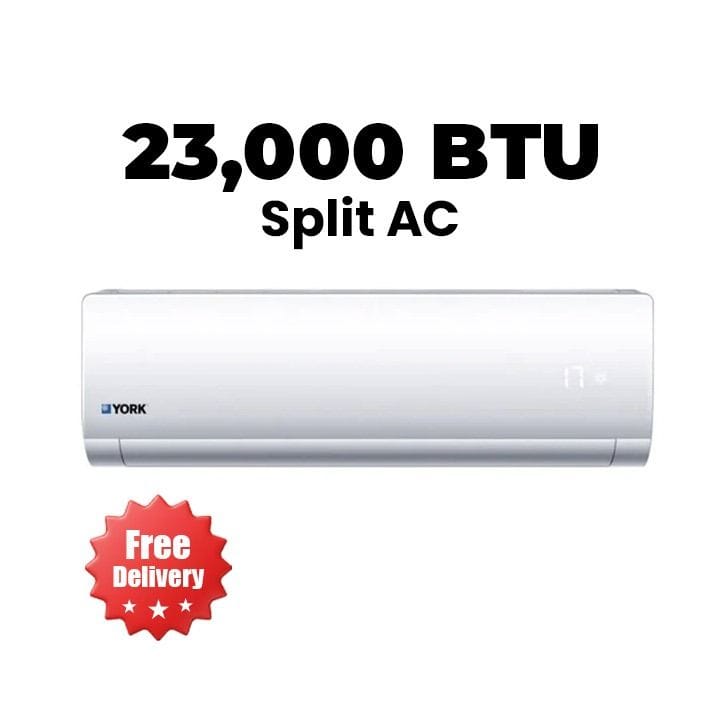York Split Air Conditioner 2 Ton, Rotary Compressor, 3D Airflow, Turbo Cooling, Auto Restart - White - YHFE24XEVHHL-R3