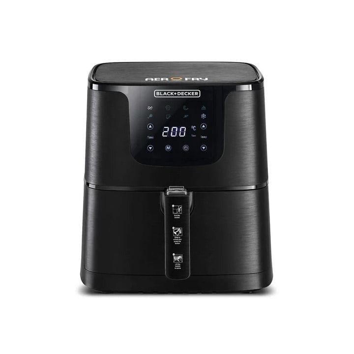 Black+Decker Digital AeroFry Air Fryer 5.8L, Digital Temperature Control, Touch Control, LED Display - Black - AF700-B5
