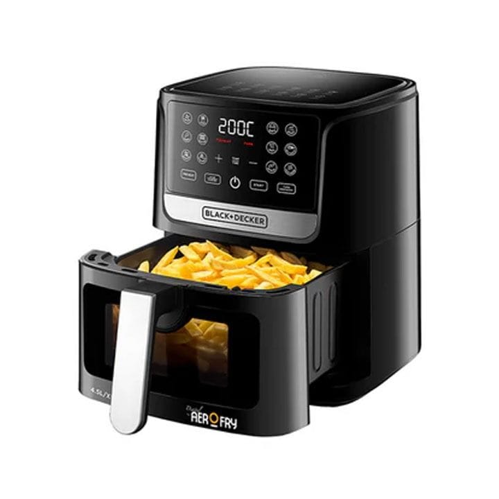 Black+Decker Digital Air Fryer 4.5L, Touch Panel, 12 Preset Programs, Adjustable Temp 80-200°C, Sleek Design, Auto-Off - Black - AF4500-B5