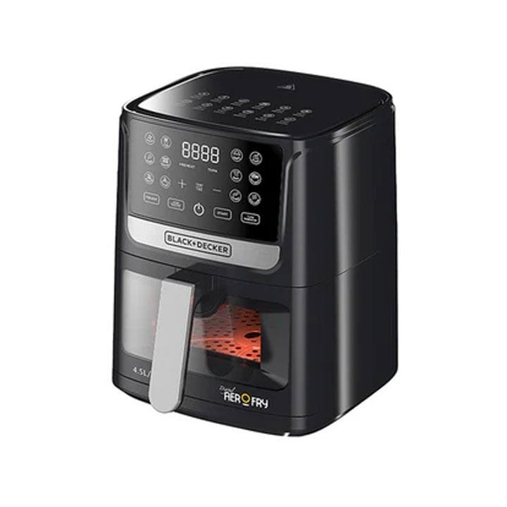 Black+Decker Digital Air Fryer 4.5L, Touch Panel, 12 Preset Programs, Adjustable Temp 80-200°C, Sleek Design, Auto-Off - Black - AF4500-B5